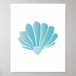 Blauwe Seashell Beach Art Print