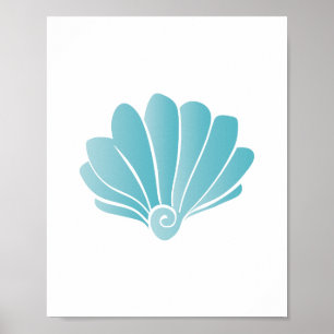 Blauwe Seashell Beach Art Print
