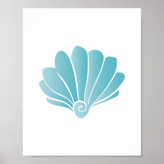 Blauwe Seashell Beach Art Print (Voorkant)