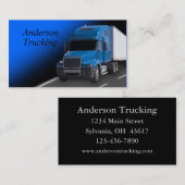 Blauwe semi met trailer, visitekaartje (Voorkant / Achterkant)