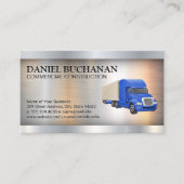 Blauwe Semi Truck | Metaalachtig Visitekaartje (Voorkant)