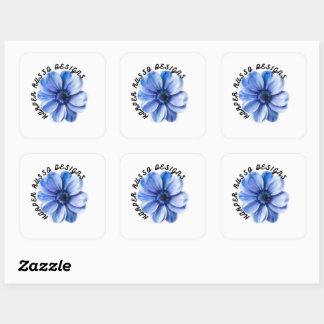 Blauwe Sereniteit Bloem Kunst Vierkante Sticker