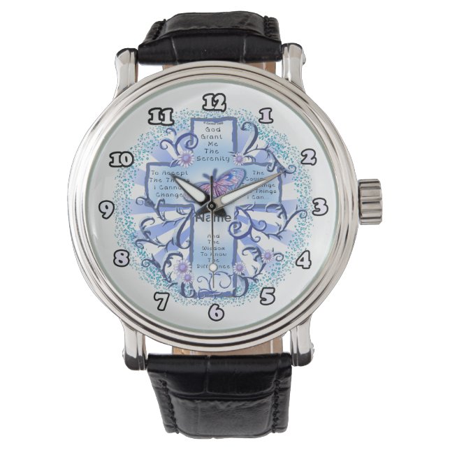 Blauwe Sereniteit Kruis Horloge (Voorkant)