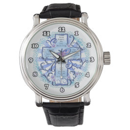 Blauwe Serenity Cross Horloge
