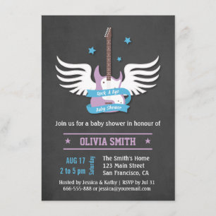 Blauwe Sering Gitaar Rock a Bye Baby Shower Op Maa Kaart