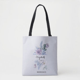 Blauwe Sering Waterverf bloemen Elegante Bruidsmei Tote Bag
