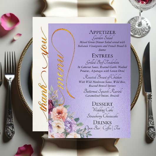 Blauwe Sering - Wilde Bloemen, Monogram & Bedankt Menu