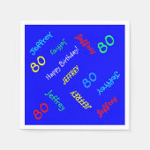 Blauwe servetten, 80e verjaardagsfeestje Herhalend Servet (Voorkant)