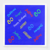Blauwe servetten, 80e verjaardagsfeestje Herhalend Servet (Voorkant)