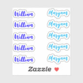 (Blauwe set van 10) Elegante handtekening Script N Sticker (Vel)