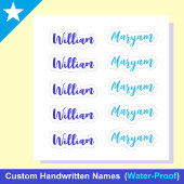 (Blauwe set van 10) Elegante handtekening Script N Sticker