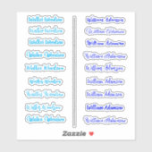 (Blauwe Set van 18) Transparante Eenvoudige Naam S Sticker (Vel)