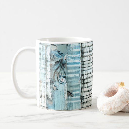 Blauwe Shabby Chic Stripes Koffiemok (Met donut)