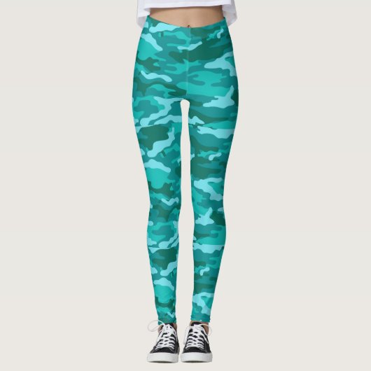 Blauwe Shades Camo Leggings (Voorkant)