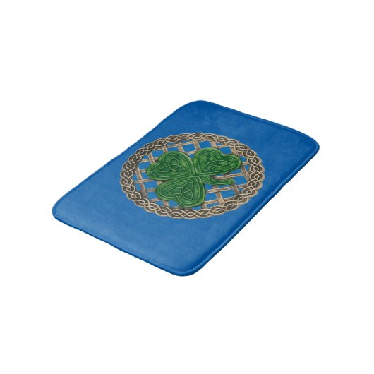 Blauwe shamrock on Celtic Knots Bath Mat (Gekanteld)