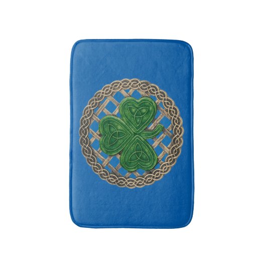 Blauwe shamrock on Celtic Knots Bath Mat (Voorkant Verticaal)