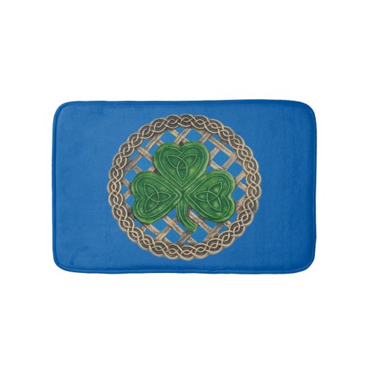 Blauwe shamrock on Celtic Knots Bath Mat (Voorkant)