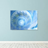 Blauwe Shell Abstracte Digitale Kunst Canvas Print (Insitu (Houten vloer))