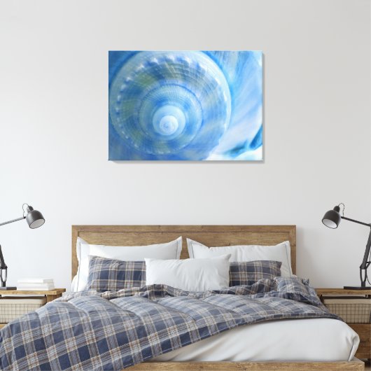 Blauwe Shell Abstracte Digitale Kunst Canvas Print (Insitu (Slaapkamer))