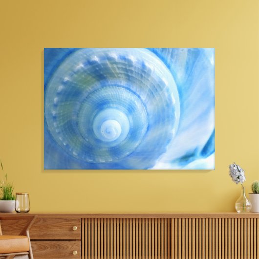 Blauwe Shell Abstracte Digitale Kunst Canvas Print (Insitu (Woonkamer))