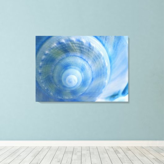 Blauwe Shell Abstracte Digitale Kunst Canvas Print (Insitu (Houten vloer))