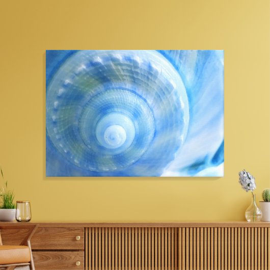 Blauwe Shell Abstracte Digitale Kunst Canvas Print (Insitu (Woonkamer))