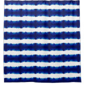 Blauwe Shibori Stripe Groot Patroon Nautisch Douchegordijn (Voorkant)