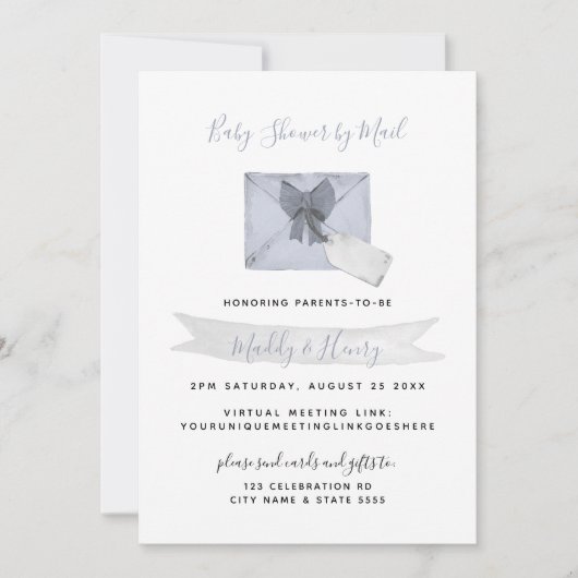 Blauwe Shower per Mail Virtuele lange afstand Kaart (Voorkant)