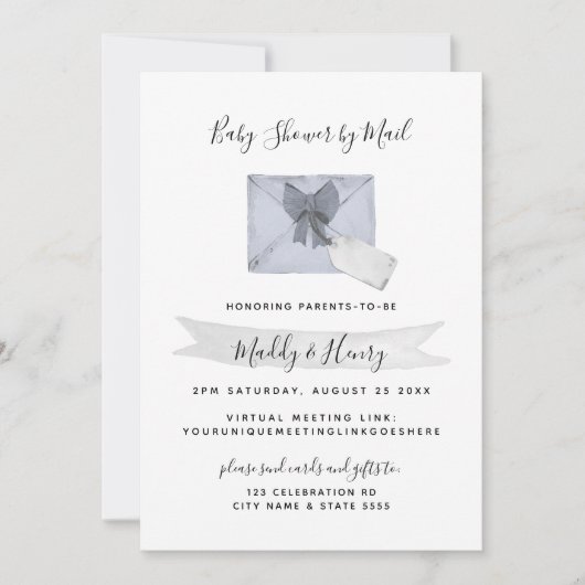 Blauwe Shower per Mail Virtuele lange afstand Kaart (Voorkant)