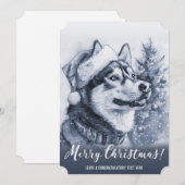 Blauwe Siberische Husky Kerstmis Feestdagenkaart (Voorkant / Achterkant)