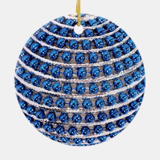 Blauwe sierbloem keramisch ornament (Achterkant)