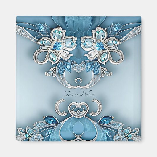 Blauwe Sierbloem Magneet (Voorkant)