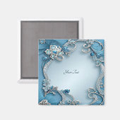 Blauwe Sierbloem Magneet (Voorkant / Achterkant)