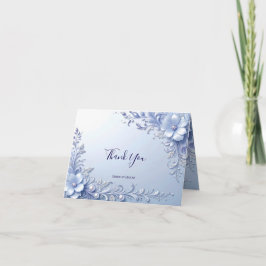 Blauwe Sierbloemen met Parels Bedankkaart