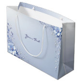 Blauwe Sierbloemen met Parels Cadeautas (Achterkant Gekanteld)