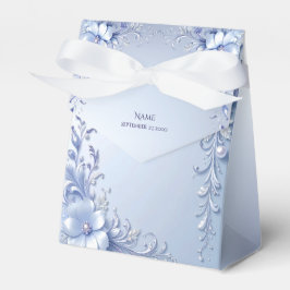 Blauwe Sierbloemen met Parels Favor Doos Bedankdoosjes