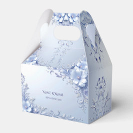 Blauwe Sierbloemen met Parels Favor Doos Bedankdoosjes