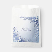 Blauwe Sierbloemen met Parels Favor Tas