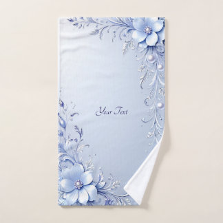 Blauwe Sierbloemen met Parels Handdoekenset Bad Handdoek