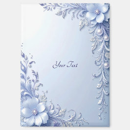 Blauwe Sierbloemen met Parels Magneet