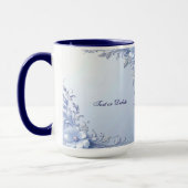 Blauwe Sierbloemen met Parels Mok (Links)