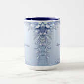 Blauwe Sierbloemen met Parels Mok (Midden)