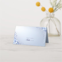Blauwe Sierbloemen met Parels Plaatskaart