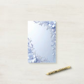Blauwe Sierbloemen met Parels Post-it Notities Post-it® Notes (Op bureau)
