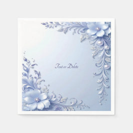 Blauwe Sierbloemen met Parels Servet