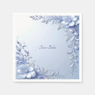 Blauwe Sierbloemen met Parels Servet