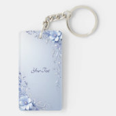 Blauwe Sierbloemen met Parels Sleutelhanger (achterkant)