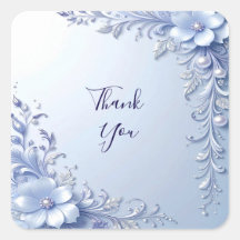 Blauwe Sierbloemen met Parels Sticker
