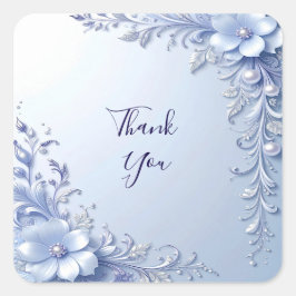 Blauwe Sierbloemen met Parels Sticker