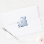 Blauwe Sierbloemen met Parels Sticker (Envelop)